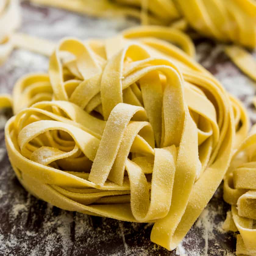 Roll of fresh linguine made with durum semolina