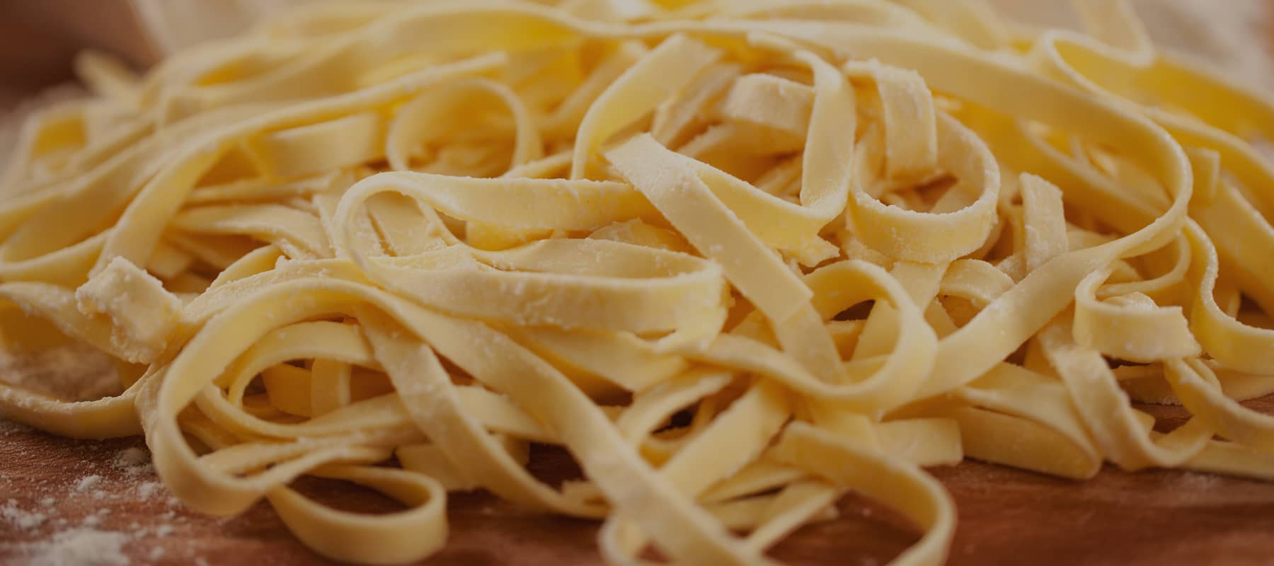 Fresh fettuccine pasta made with durum semolina